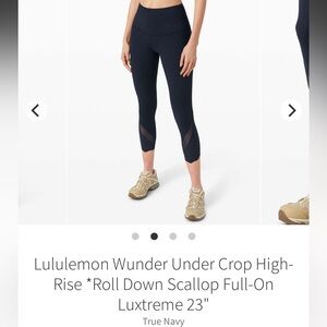 lululemon scallop wunder under crop leggings